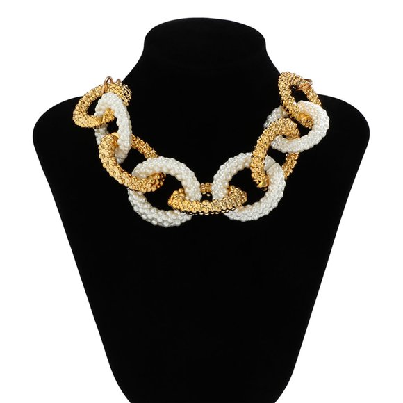 🍑Statement Chunky Chain Acrylic & Alloy Necklace One Size - Picture 2 of 7